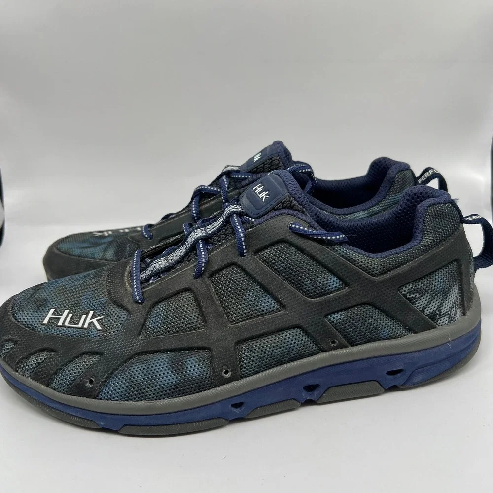Huk Attack Performance Fishing Shoes Mens 10 Blue Camo Deck Shoes H8011000470